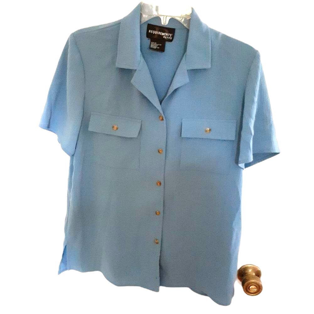 requirements m top petite medium summer short sleeve blue shirt pm mp career